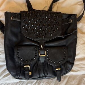 Steve Madden Black Studded Leather Backpack Tote